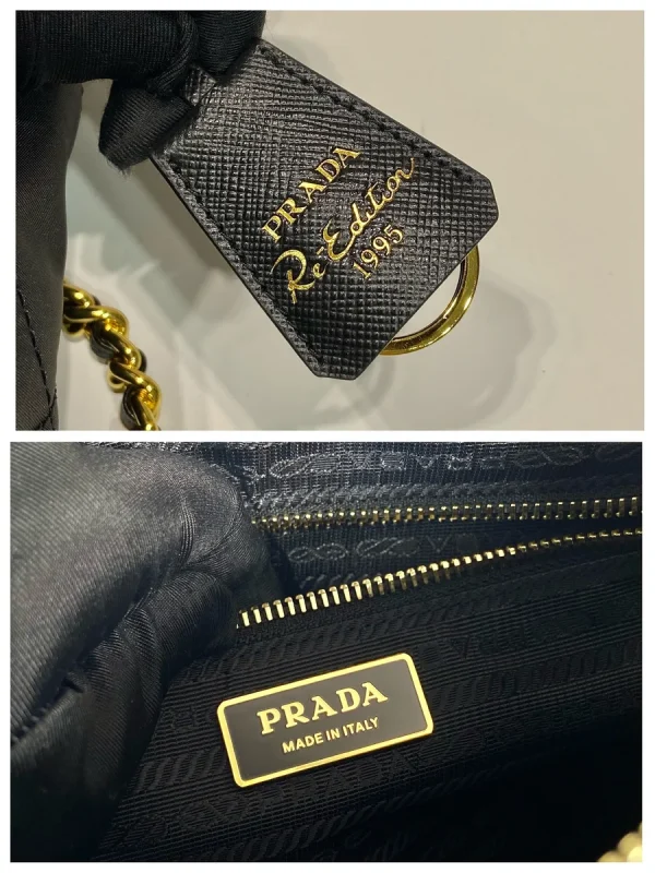 Prada Re-Nylon 1BG468 中號黑色尼龍托特包：圖片 9