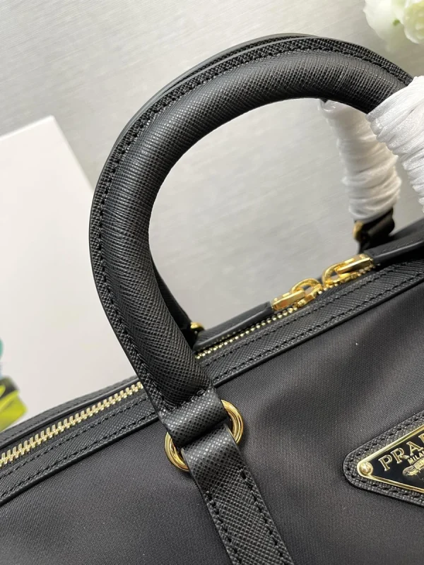 Prada ReN 1BB233 中號黑色皮革手提包：圖片 6
