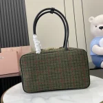 MiuMiu Beau格子呢皮革細節手挽袋-5BB163：圖片 4