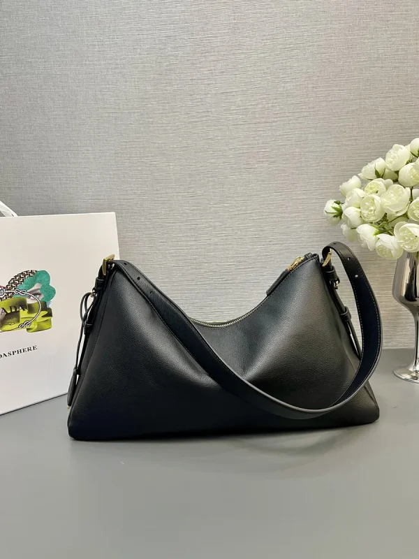 Prada Aimée 1BC228 大號黑色皮革單肩包：圖片 3