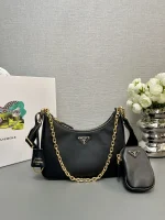 Prada Re-Edit 1BH204 中號灰色皮革肩背包：圖片 2