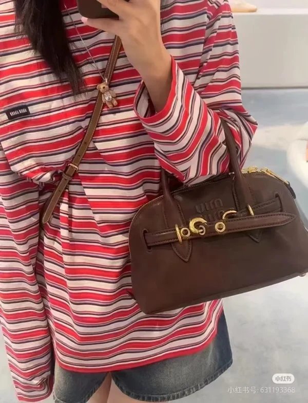 MiuMiu FROMTHERUNWAYAveure納帕皮革手挽手袋包包-5BB169：圖片 2