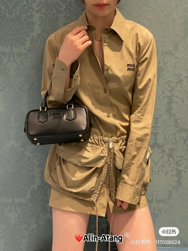 MiuMiu Arcadiematelassé納帕皮革手袋包包-5BB142：圖片 3