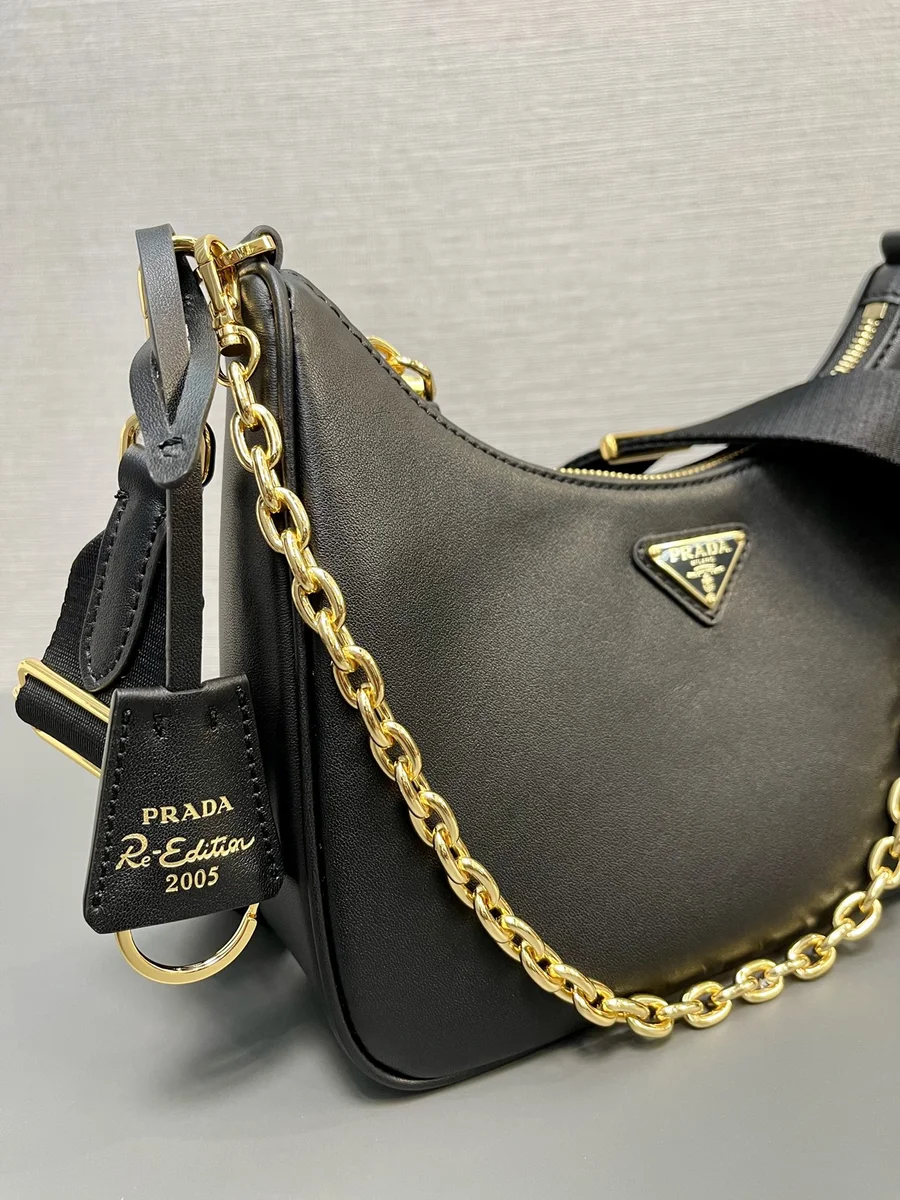 Prada Re-Edit 1BH204 中號灰色皮革肩背包 5 Prada Re-Edit 1BH204 中號灰色皮革肩背包