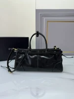 Prada Naplak 1BA426 中號黑色漆皮手提包：圖片 3