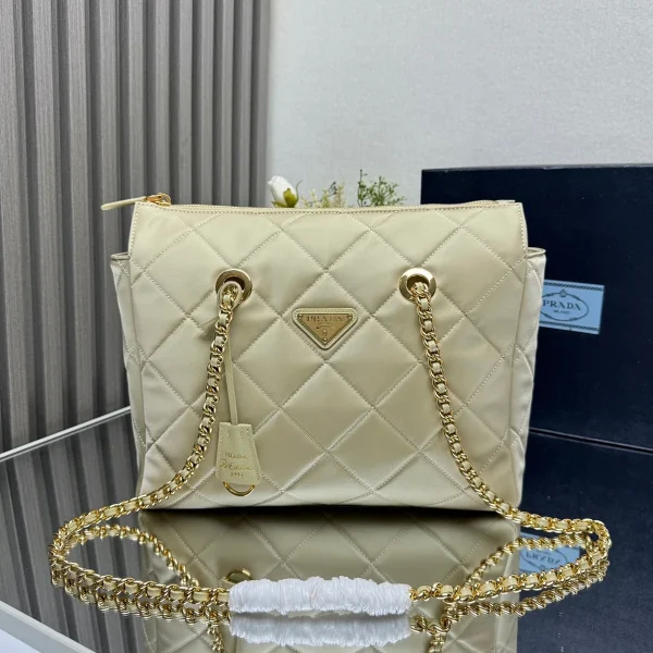 Prada Re-Nylon 1BG529 中號灰色尼龍手提包：圖片 2