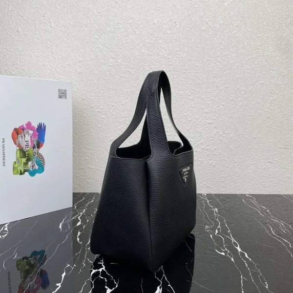 Prada Flou 1BG335 小號黑色皮革手提包：圖片 4