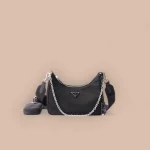 Prada Re-Edit 1BH204 小號黑色尼龍單肩包