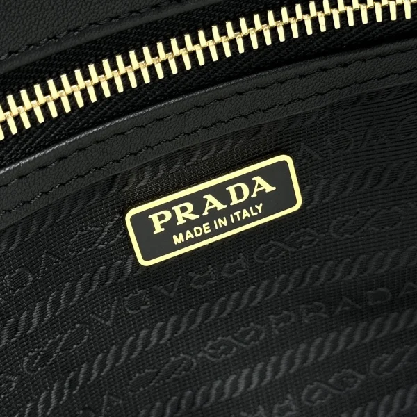 Prada ReNylon 1BB132 中號黑色皮革托特包：圖片 10
