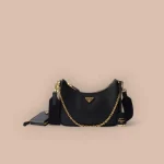 Prada Re-Edit 1BH204 中號灰色皮革肩背包