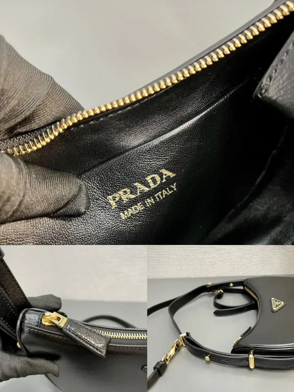 Prada Arqué 1BC194 中號黑色漆皮肩背包：圖片 10