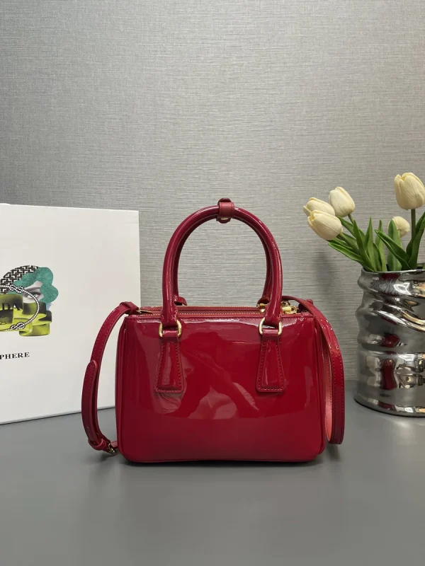 Prada Galleria 1BA906 小號桃紅色漆皮托特包：圖片 3