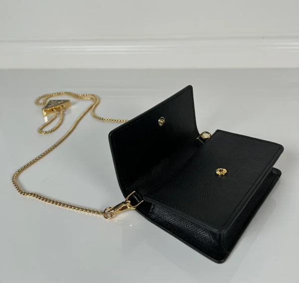 Prada Essentials 1MR034 小號黑色皮革卡片套：圖片 7