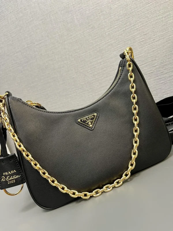 Prada Re-Edit 1BH204 中號灰色皮革肩背包：圖片 6