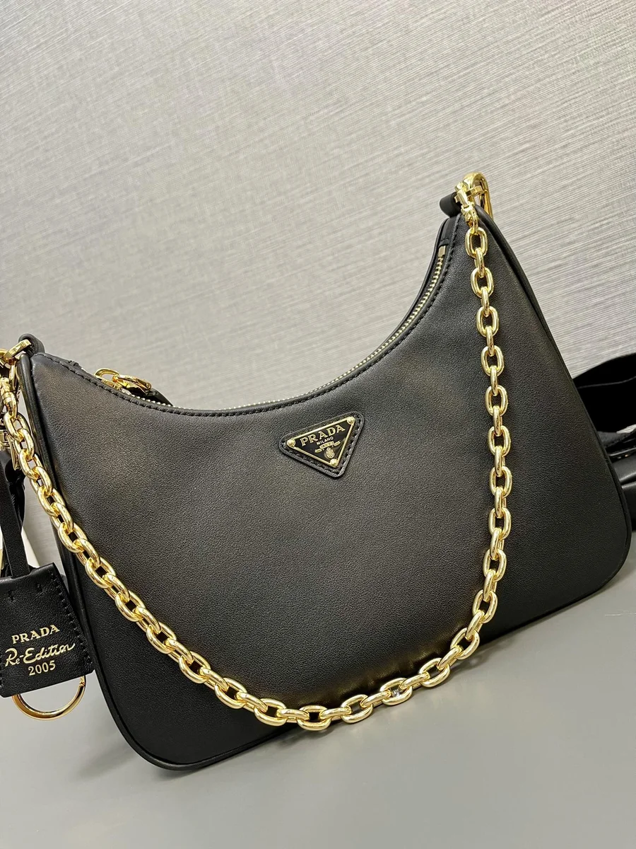 Prada Re-Edit 1BH204 中號灰色皮革肩背包 6 Prada Re-Edit 1BH204 中號灰色皮革肩背包
