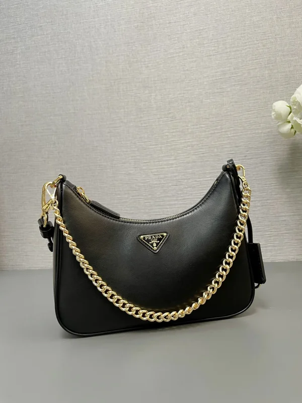 Prada Re-Nylon 1BC204 小號黑色尼龍單肩包：圖片 4