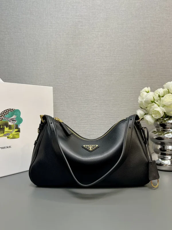 Prada Aimée 1BC229 中號黑色皮革單肩包：圖片 2