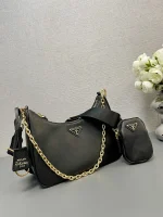 Prada Re-Edit 1BH204 中號灰色皮革肩背包：圖片 4