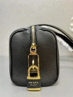 Prada ReNylon 1BB127 中號黑色皮革單肩包：圖片 8