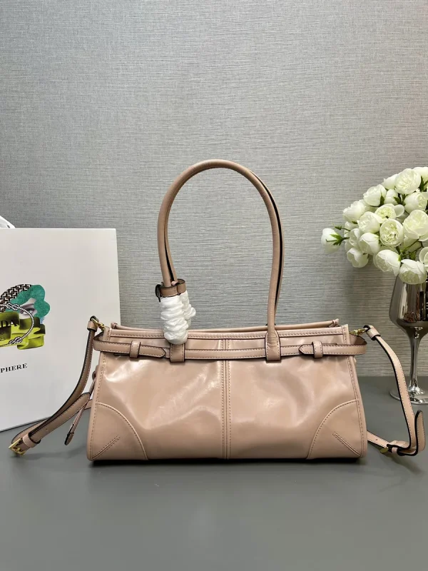 Prada Geometric 1BA426 中號白色皮革托特包：圖片 3