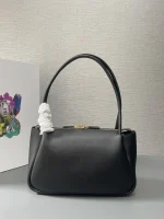 Prada Enamel 1BA444 中號黑色皮革手提包：圖片 3