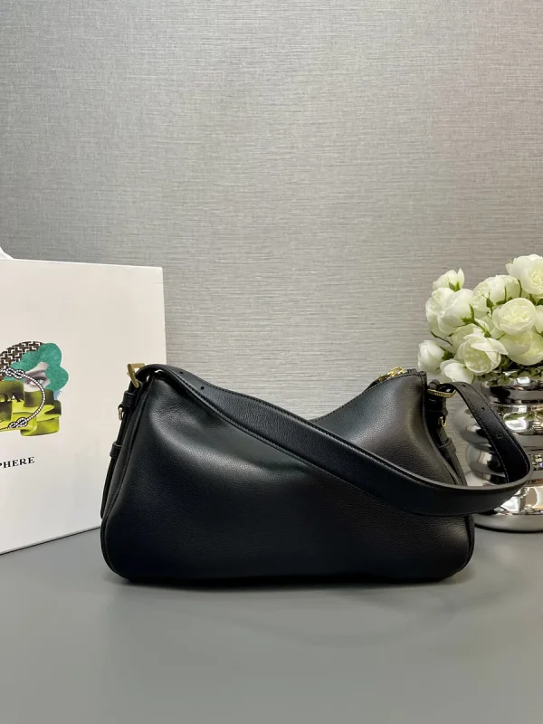 Prada Aimée 1BC229 中號黑色皮革單肩包：圖片 3