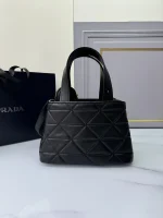 Prada Symbole 1BG548 小號黑色皮革托特包：圖片 3
