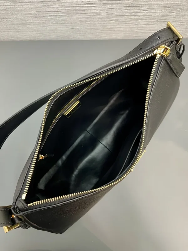 Prada Aimée 1BC228 大號黑色皮革單肩包：圖片 9