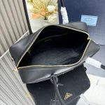 Prada ReNylon 1BB132 中號黑色皮革托特包：圖片 9