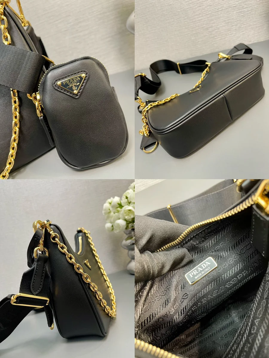Prada Re-Edit 1BH204 中號灰色皮革肩背包 10 Prada Re-Edit 1BH204 中號灰色皮革肩背包