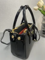 Prada Galleria 1BA906 小號黑色漆皮手提包：圖片 4