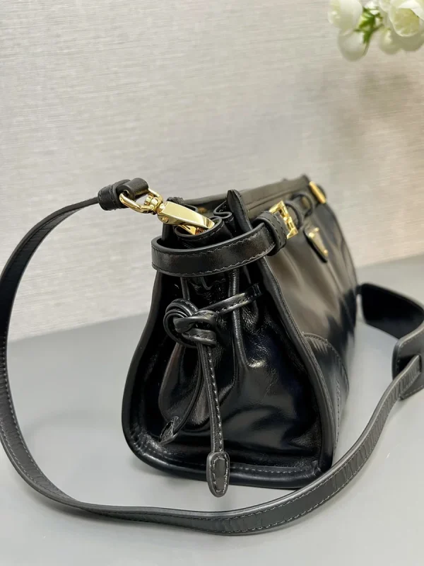 Prada Eleg 1BH215 小號黑色皮革肩背包：圖片 5