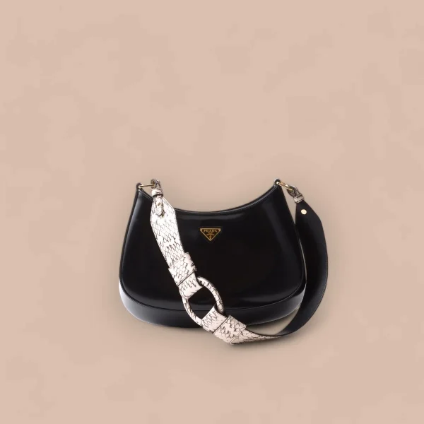 Prada Cleo 1BC499 中號粉色水蛇皮單肩包