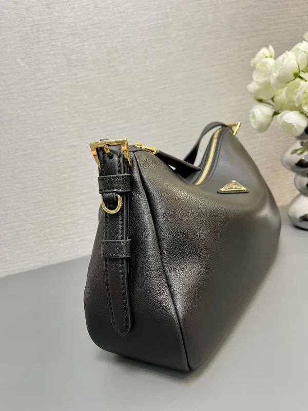 Prada Aimée 1BC229 中號黑色皮革單肩包：圖片 4