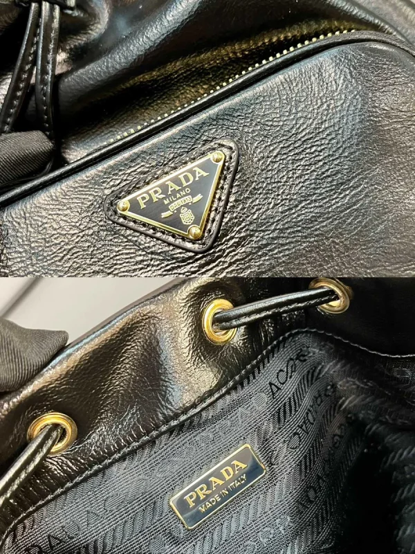 Prada Duet 1BH038 中號黑色再生尼龍水桶包：圖片 10