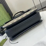 GUCCI Horsebit 1955小號米棕帆布肩揹包-815178：圖片 5