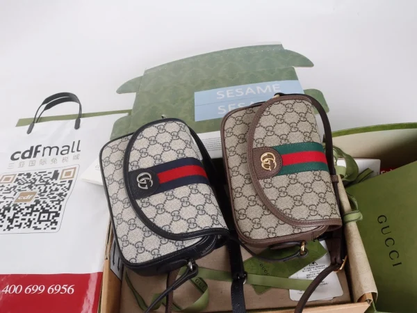 GUCCI Ophidia迷你藍米帆布斜背包-772239：圖片 10
