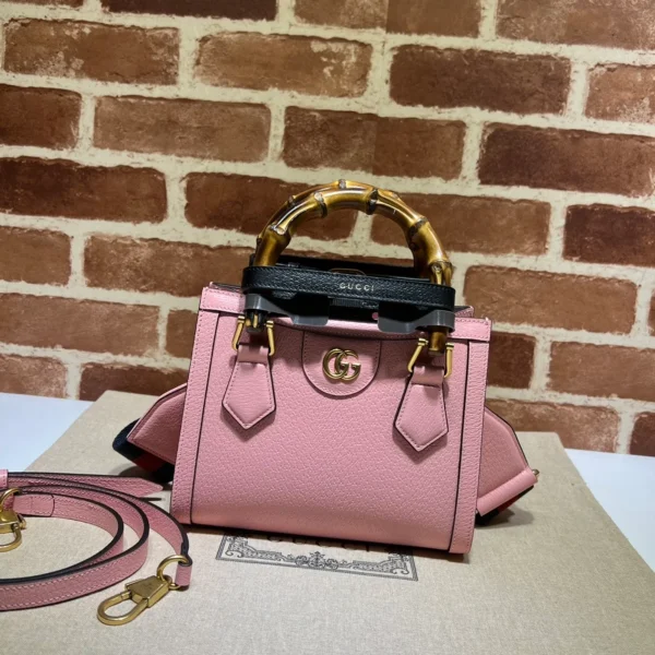 GUCCI Diana黑色皮革手提包-702732：圖片 2