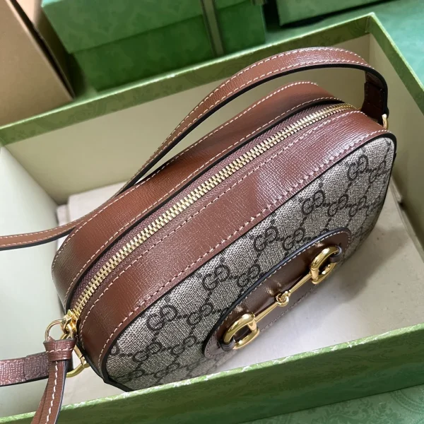 GUCCI Horsebit 1955小號白色皮革肩揹包-760196：圖片 7