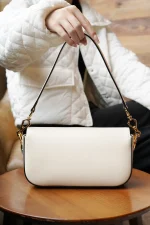 GUCCI Horsebit 1995白色皮革斜背包-735178：圖片 6