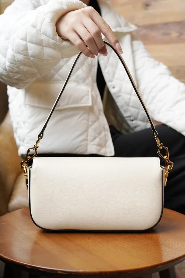GUCCI Horsebit 1995白色皮革斜背包-735178：圖片 6