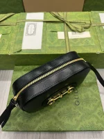 GUCCI Horsebit 1955小號米棕帆布肩揹包-760196：圖片 5