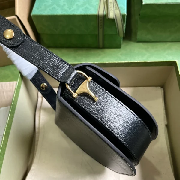GUCCI Horsebit 1955米棕帆布肩揹包-760191：圖片 5