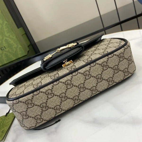 GUCCI Horsebit 1955小號黑色皮革手提包-815206：圖片 5