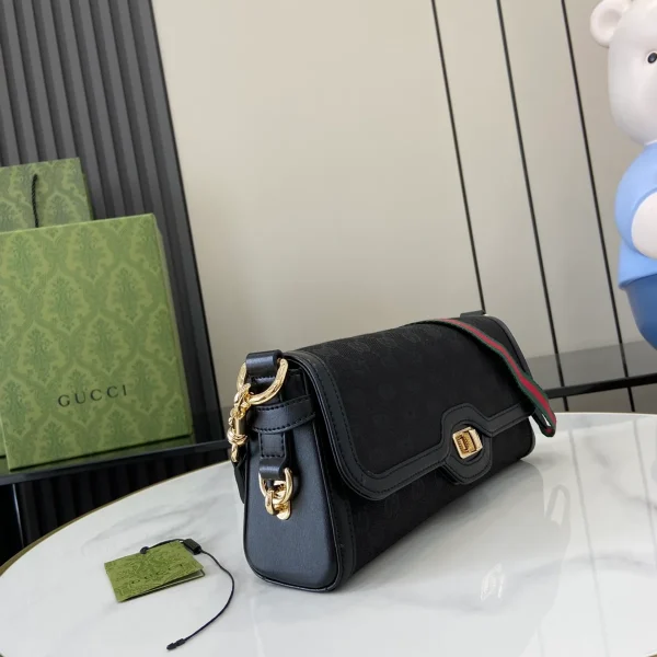 GUCCI Luce黑色帆布肩揹包-786027：圖片 3