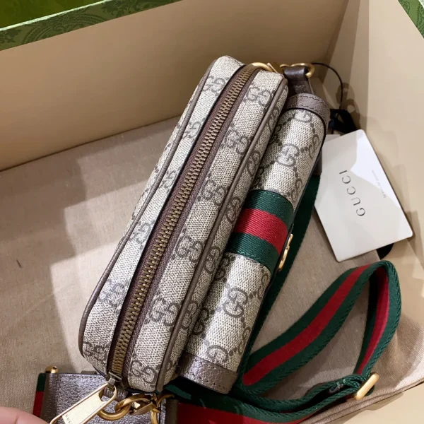 GUCCI Ophidia米棕帆布斜挎包-746308：圖片 4