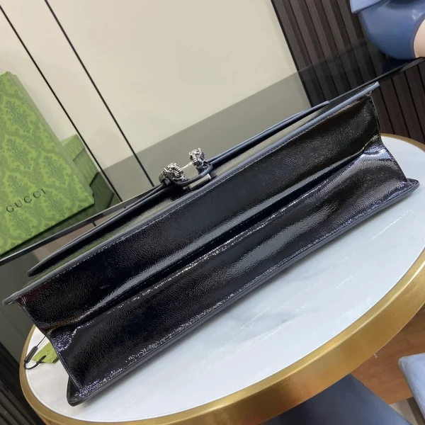 GUCCI Dionysus大號黑色漆皮肩揹包-795003：圖片 5