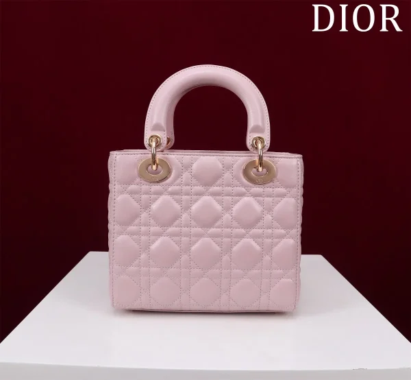 Dior Lady 胭脂粉羊皮斜挎包小號PM-M0538：圖片 3
