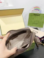 GUCCI Ophidia綠棕帆布斜揹包-699439：圖片 10