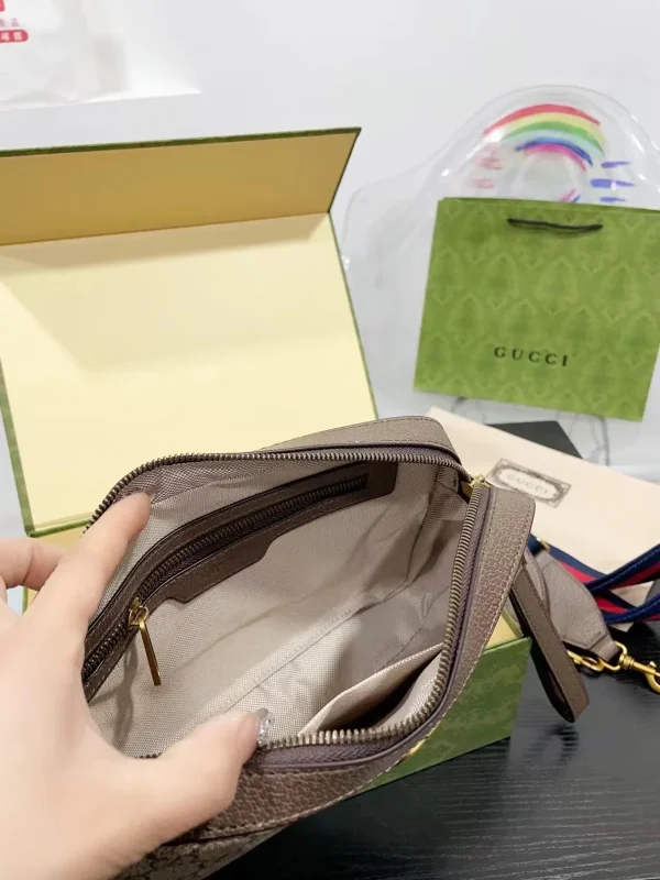 GUCCI Ophidia綠棕帆布斜揹包-699439：圖片 10